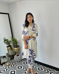 Women's White Floral Kurta Pant Set