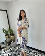 Women's White Floral Kurta Pant Set