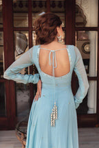 Sky Blue Georgette Anarkali Suit Set for Women
