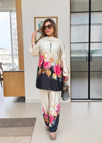 Women’s Floral Printed Crepe Silk Co-Ord Set | Kurta Palazzo Set