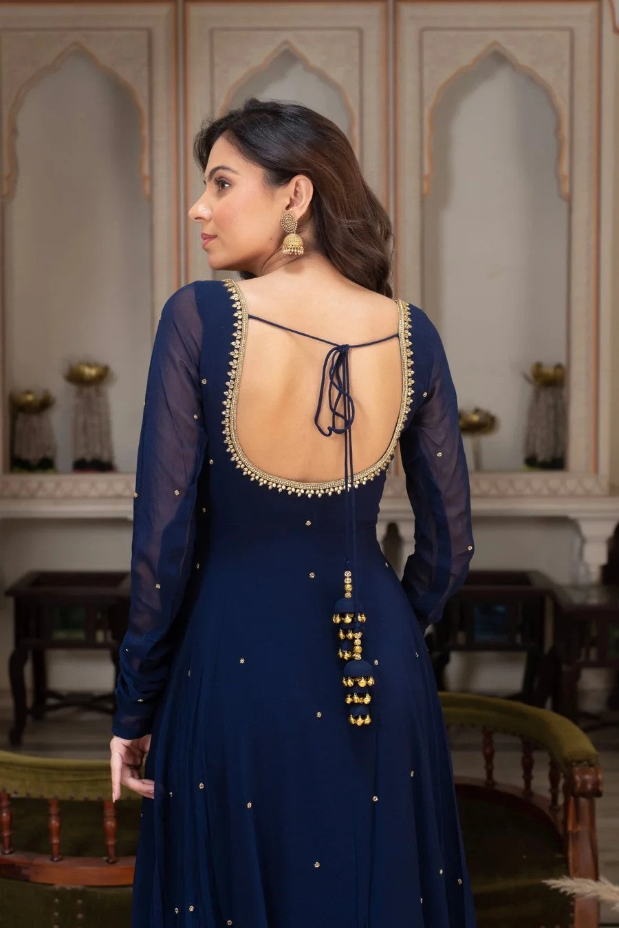 Navy Blue Embellished Anarkali Suit for Wedding & Festive Wear