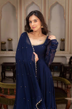 Navy Blue Embellished Anarkali Suit for Wedding & Festive Wear