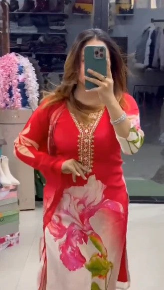 Women’s Printed Fox Crepe Kurta Palazzo Dupatta 3-Piece Set