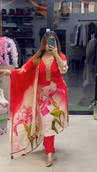 Women’s Printed Fox Crepe Kurta Palazzo Dupatta 3-Piece Set