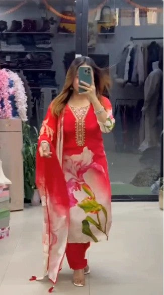 Women’s Printed Fox Crepe Kurta Palazzo Dupatta 3-Piece Set
