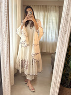 Ivory Bloom Anarkali Set | Embroidered Chanderi Suit