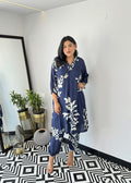 Blue Autumn Floral Kurta & Pants Set