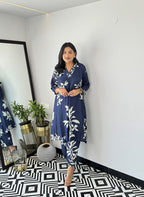 Blue Autumn Floral Kurta & Pants Set