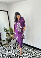 Purple Autumn Floral Kurta & Pants Set