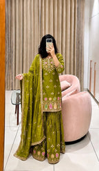 Pure Silk Embroidered Sharara Set for Women | Festive & Wedding Wear