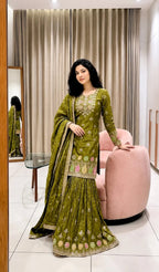 Pure Silk Embroidered Sharara Set for Women | Festive & Wedding Wear