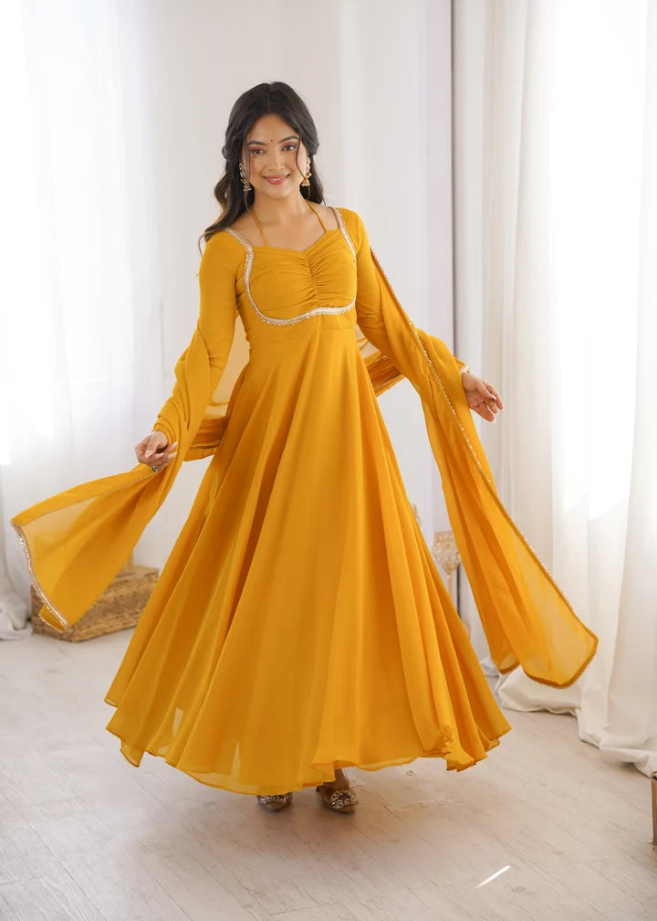 Pure Fox Blooming Georgette Anarkali Gown with Dupatta Set
