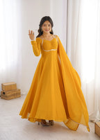 Pure Fox Blooming Georgette Anarkali Gown with Dupatta Set