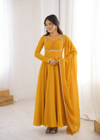 Pure Fox Blooming Georgette Anarkali Gown with Dupatta Set