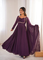 Pure Fox Blooming Georgette Anarkali Gown with Dupatta Set