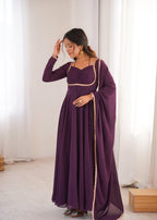 Pure Fox Blooming Georgette Anarkali Gown with Dupatta Set