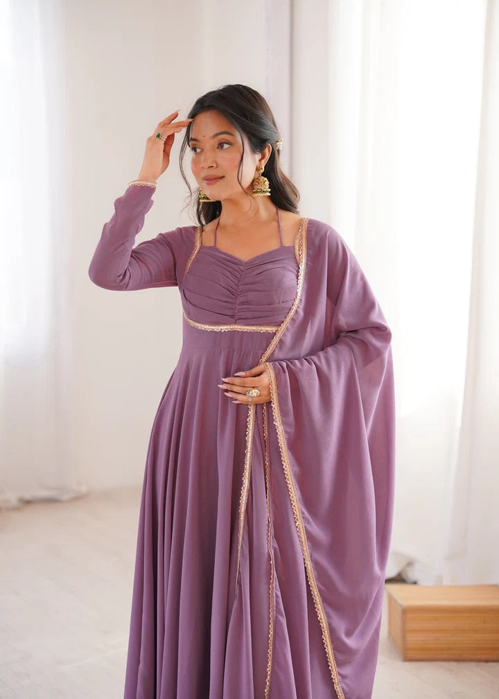 Pure Fox Blooming Georgette Anarkali Gown with Dupatta Set