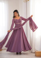 Pure Fox Blooming Georgette Anarkali Gown with Dupatta Set