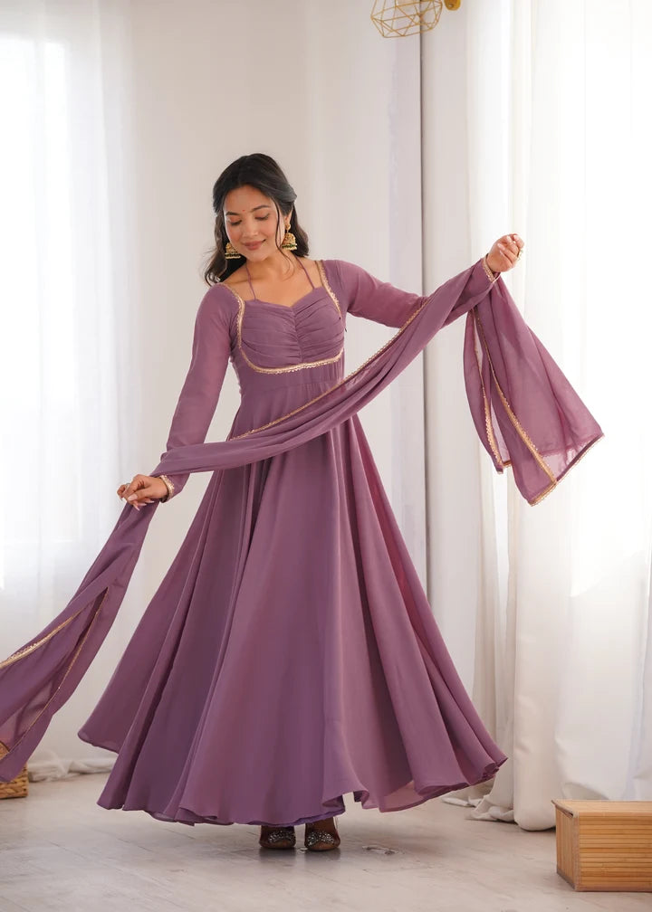 Pure Fox Blooming Georgette Anarkali Gown with Dupatta Set