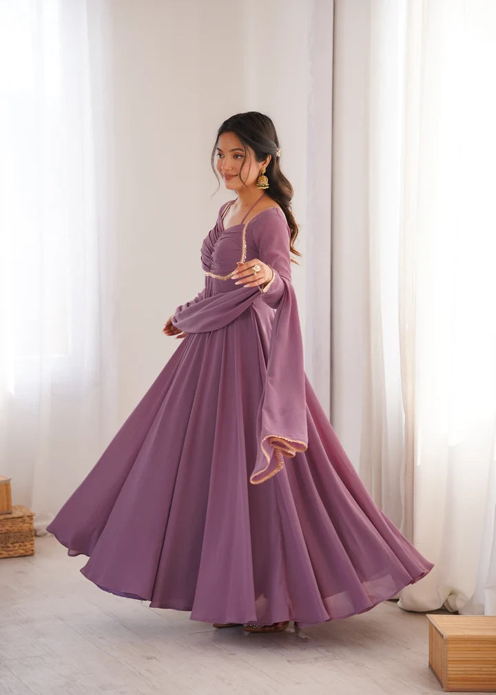Pure Fox Blooming Georgette Anarkali Gown with Dupatta Set