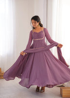 Pure Fox Blooming Georgette Anarkali Gown with Dupatta Set