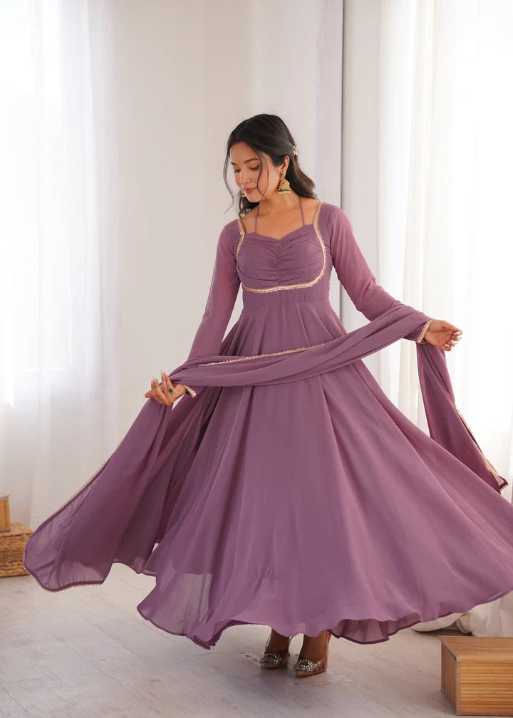 Pure Fox Blooming Georgette Anarkali Gown with Dupatta Set