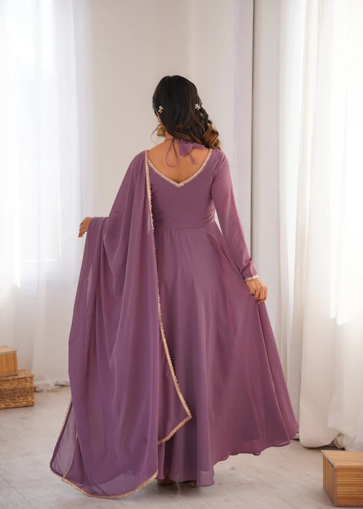Pure Fox Blooming Georgette Anarkali Gown with Dupatta Set