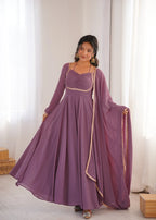 Pure Fox Blooming Georgette Anarkali Gown with Dupatta Set