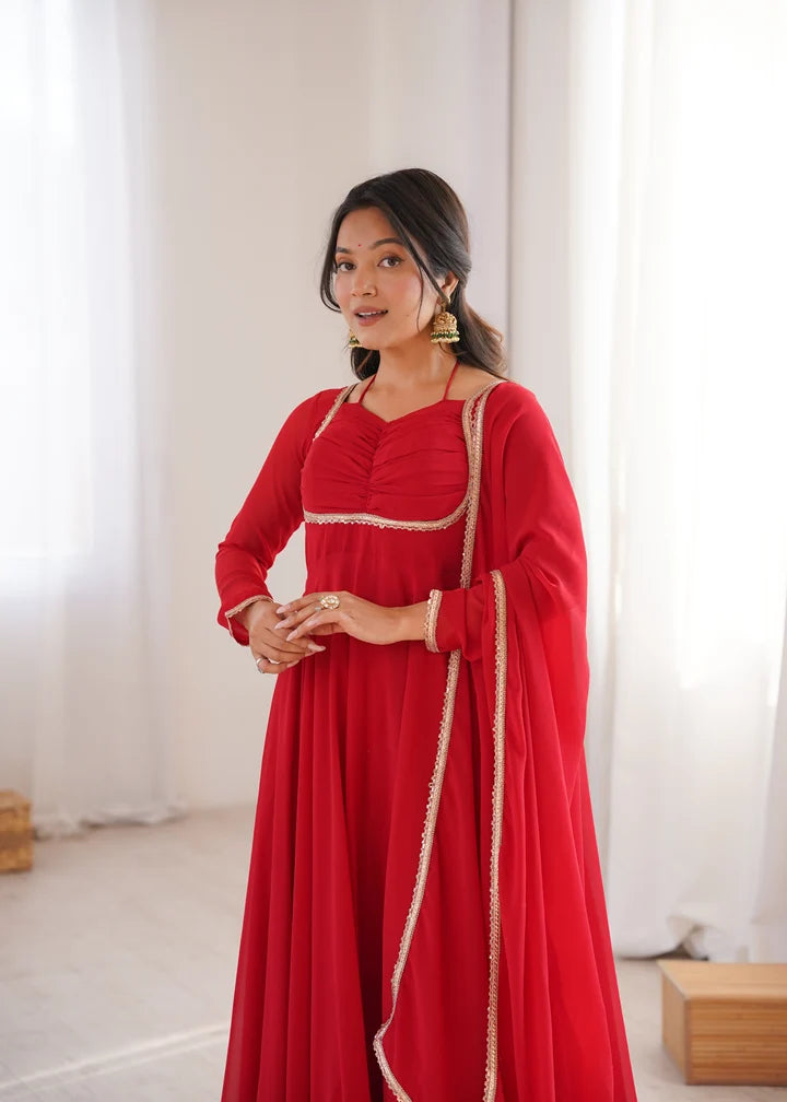 Pure Fox Blooming Georgette Anarkali Gown with Dupatta Set