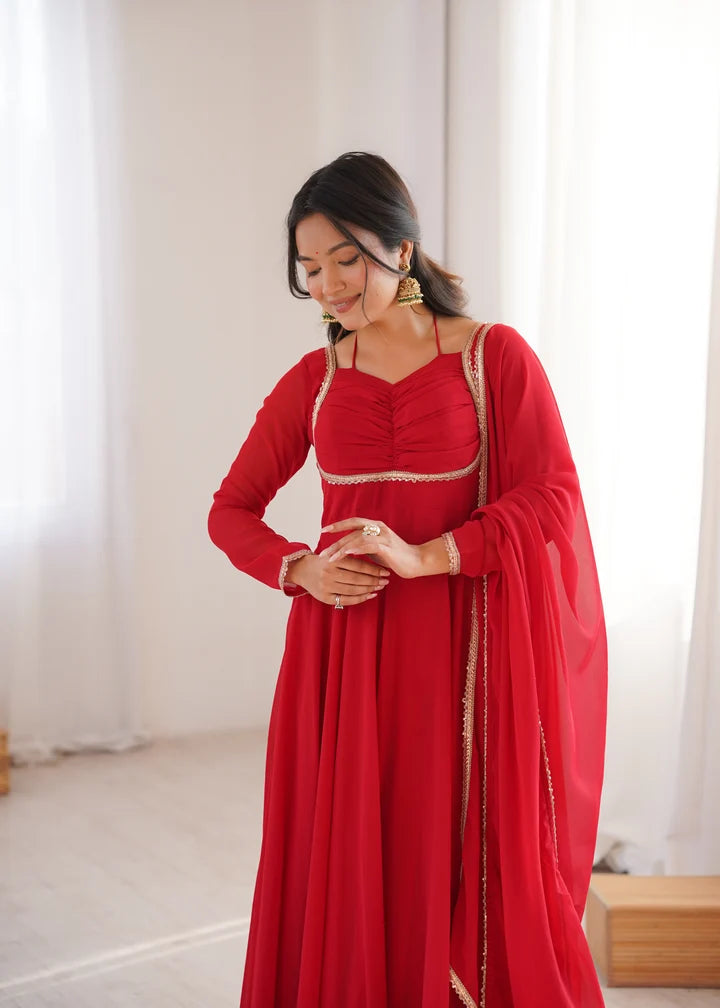 Pure Fox Blooming Georgette Anarkali Gown with Dupatta Set