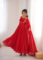 Pure Fox Blooming Georgette Anarkali Gown with Dupatta Set