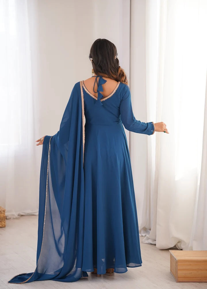 Pure Fox Blooming Georgette Anarkali Gown with Dupatta Set