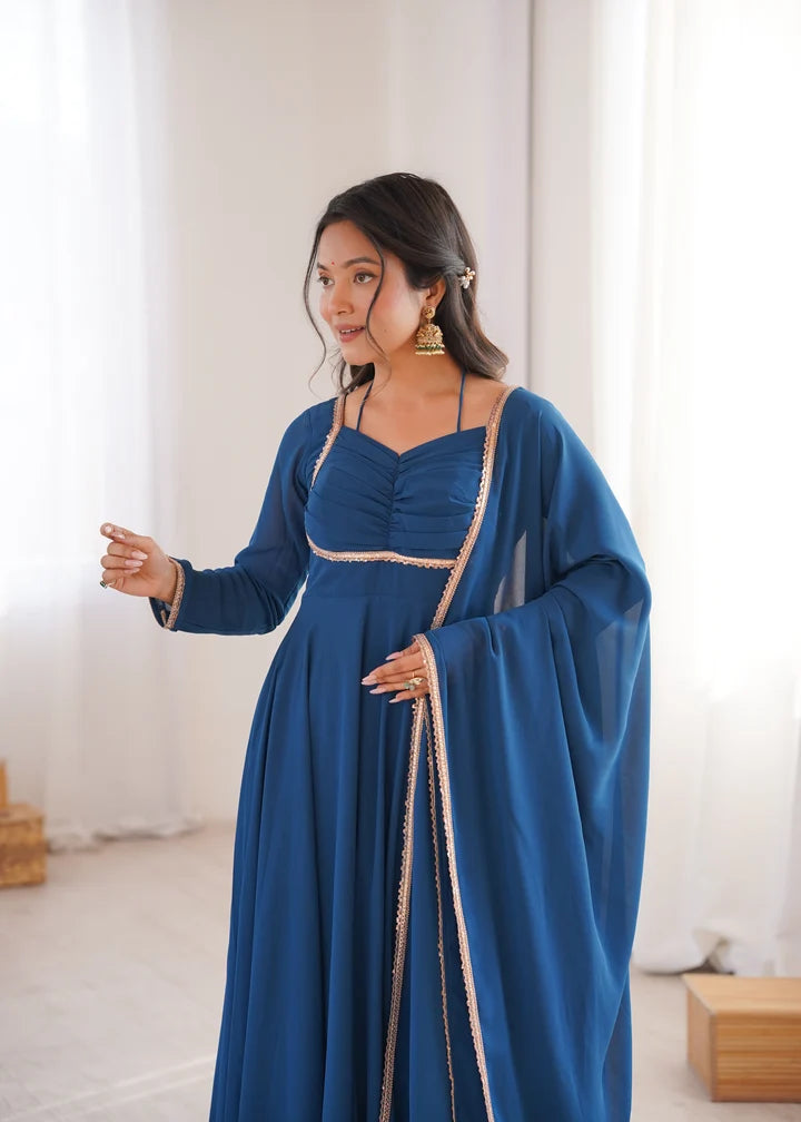 Pure Fox Blooming Georgette Anarkali Gown with Dupatta Set