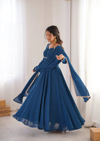 Pure Fox Blooming Georgette Anarkali Gown with Dupatta Set
