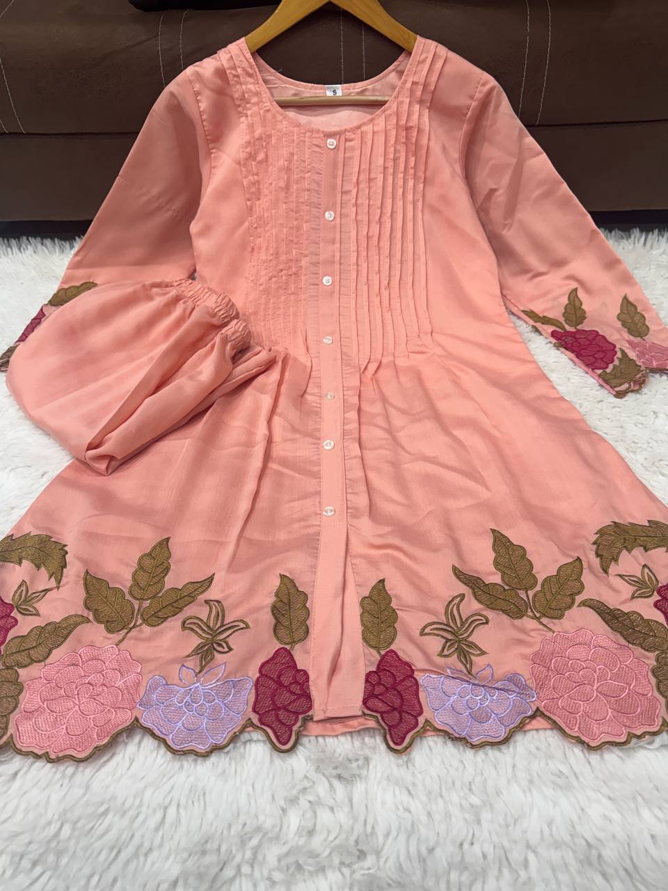 Women's Floral Embroidered Chanderi Silk Co-Ord Set