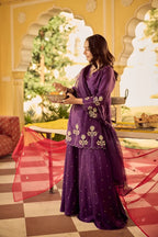 Royal Purple Chanderi Silk Sharara Set | Wedding & Festive Wear