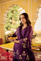 Royal Purple Chanderi Silk Sharara Set | Wedding & Festive Wear