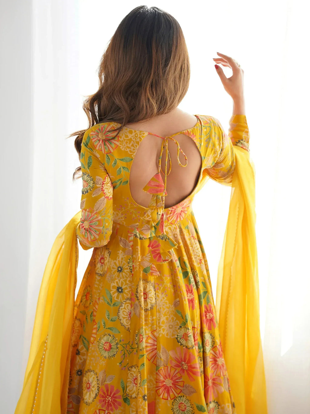 Attractive Yellow Floral Printed Silk Festival Wear Palazzo Suit With Dupatta