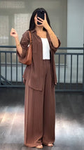 Brown Cotton Striped Co-ord Set