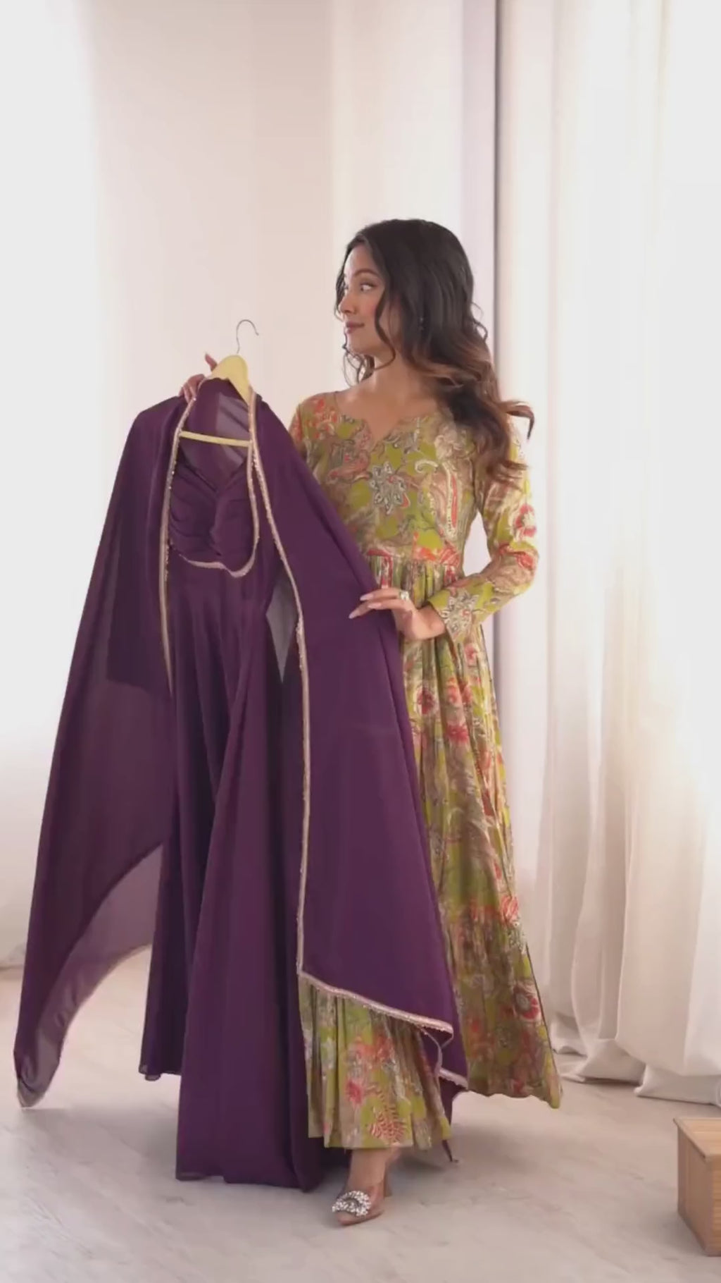 Pure Fox Blooming Georgette Anarkali Gown with Dupatta Set
