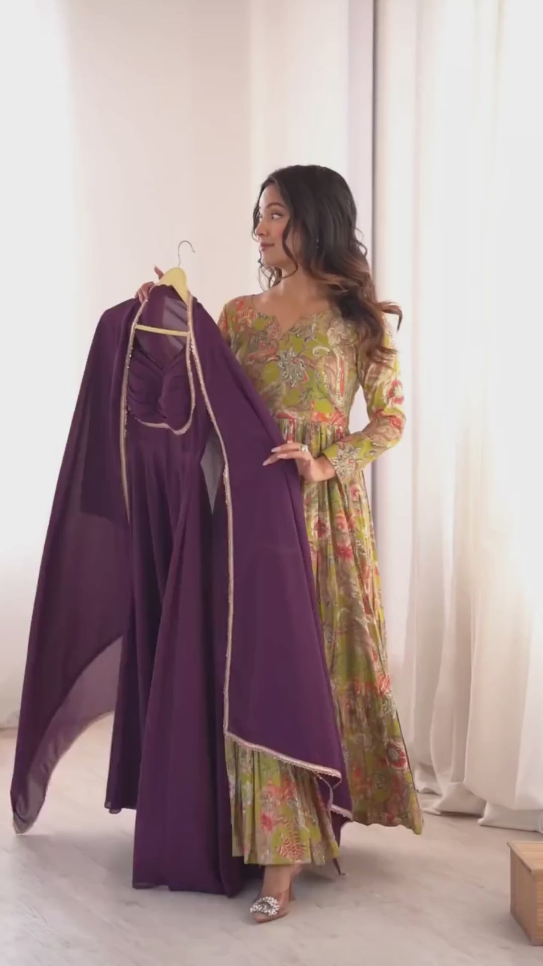 Pure Fox Blooming Georgette Anarkali Gown with Dupatta Set