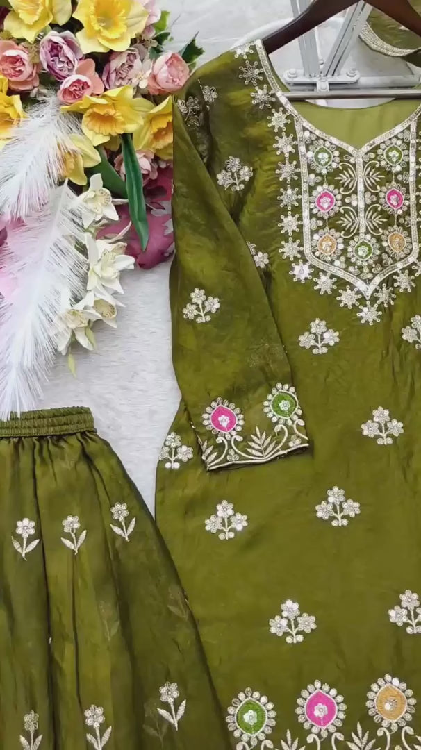 Pure Silk Embroidered Sharara Set for Women | Festive & Wedding Wear