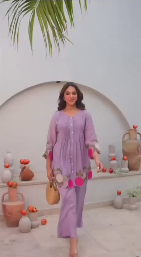 Women's Floral Embroidered Chanderi Silk Co-Ord Set