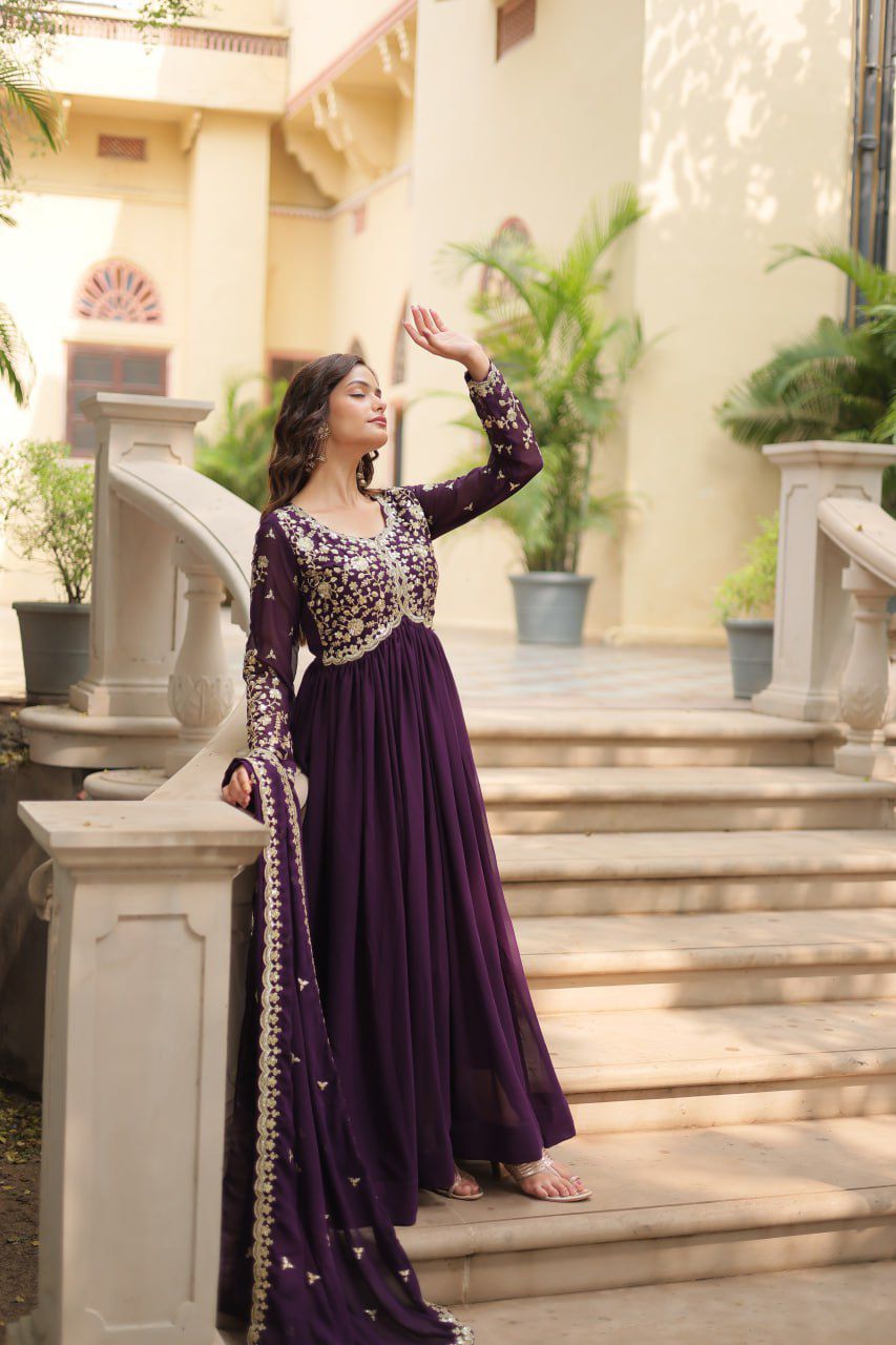 Blooming Beauty Gown for Women - Faux Sequins & Embroidery - Formal Wear