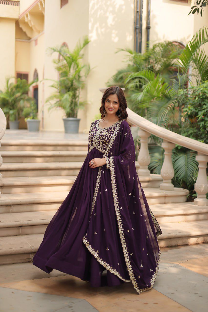 Blooming Beauty Gown for Women - Faux Sequins & Embroidery - Formal Wear