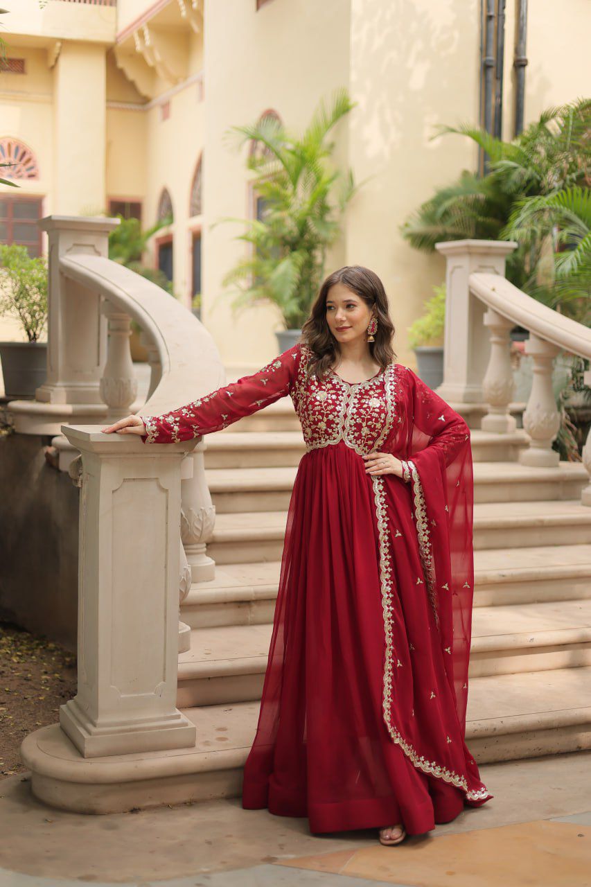 Blooming Beauty Gown for Women - Faux Sequins & Embroidery - Formal Wear