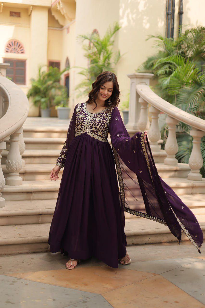 Blooming Beauty Gown for Women - Faux Sequins & Embroidery - Formal Wear