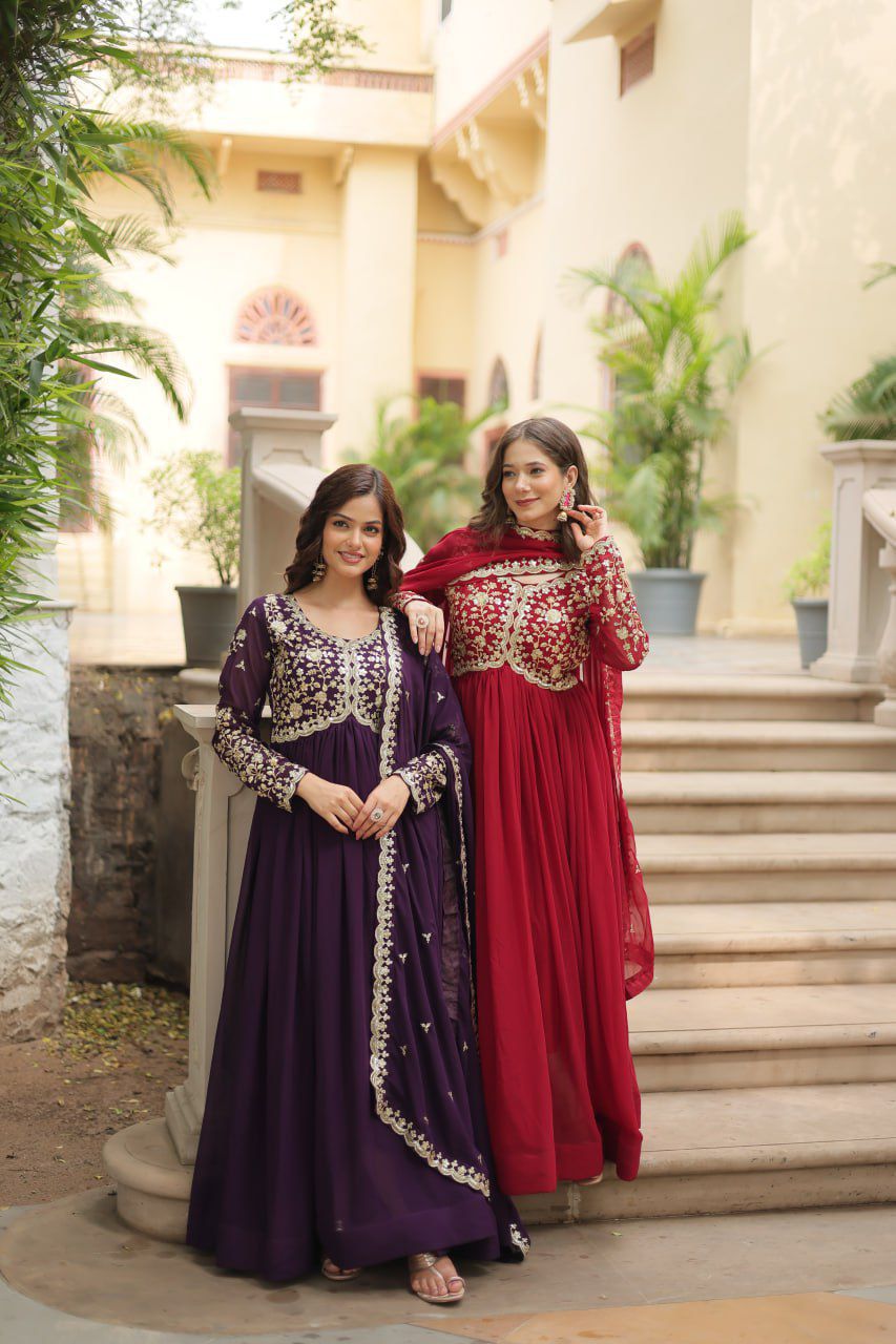 Blooming Beauty Gown for Women - Faux Sequins & Embroidery - Formal Wear