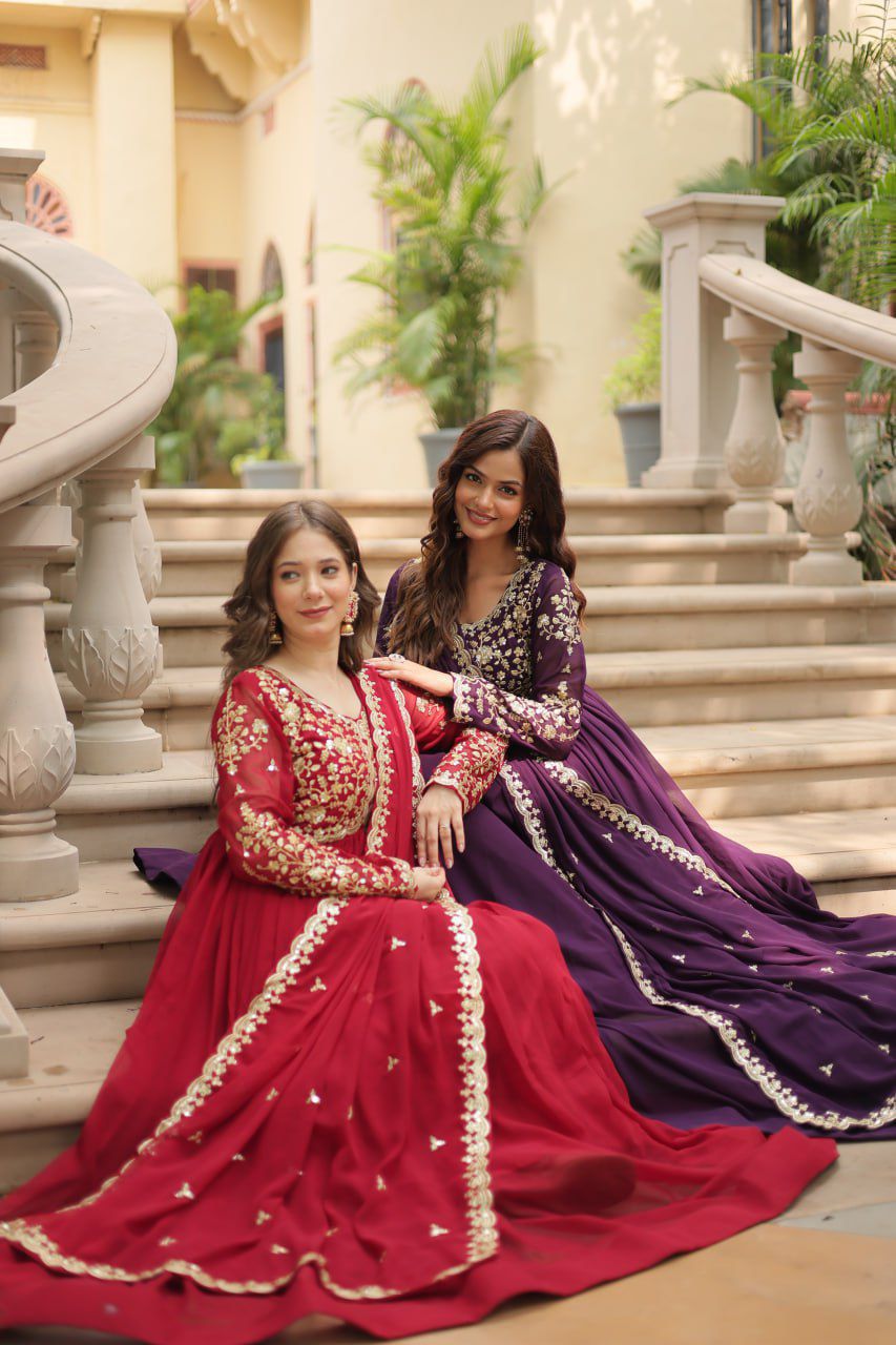 Blooming Beauty Gown for Women - Faux Sequins & Embroidery - Formal Wear