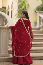 Blooming Beauty Gown for Women - Faux Sequins & Embroidery - Formal Wear